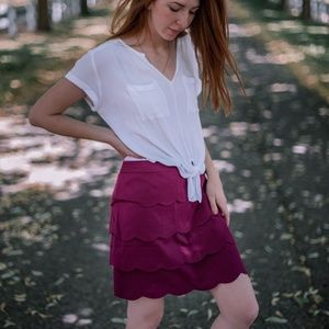 Maroon Scalloped Skirt